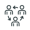 Icon 3 Personen mit im Kreis mit Pfeilen